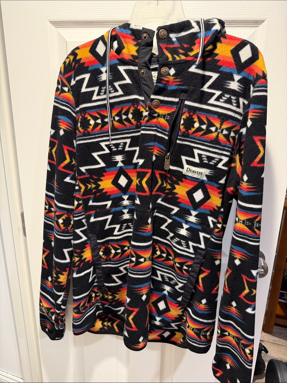 Dravus Men’s Black Aztec Zip-Up Fleece Hoodie